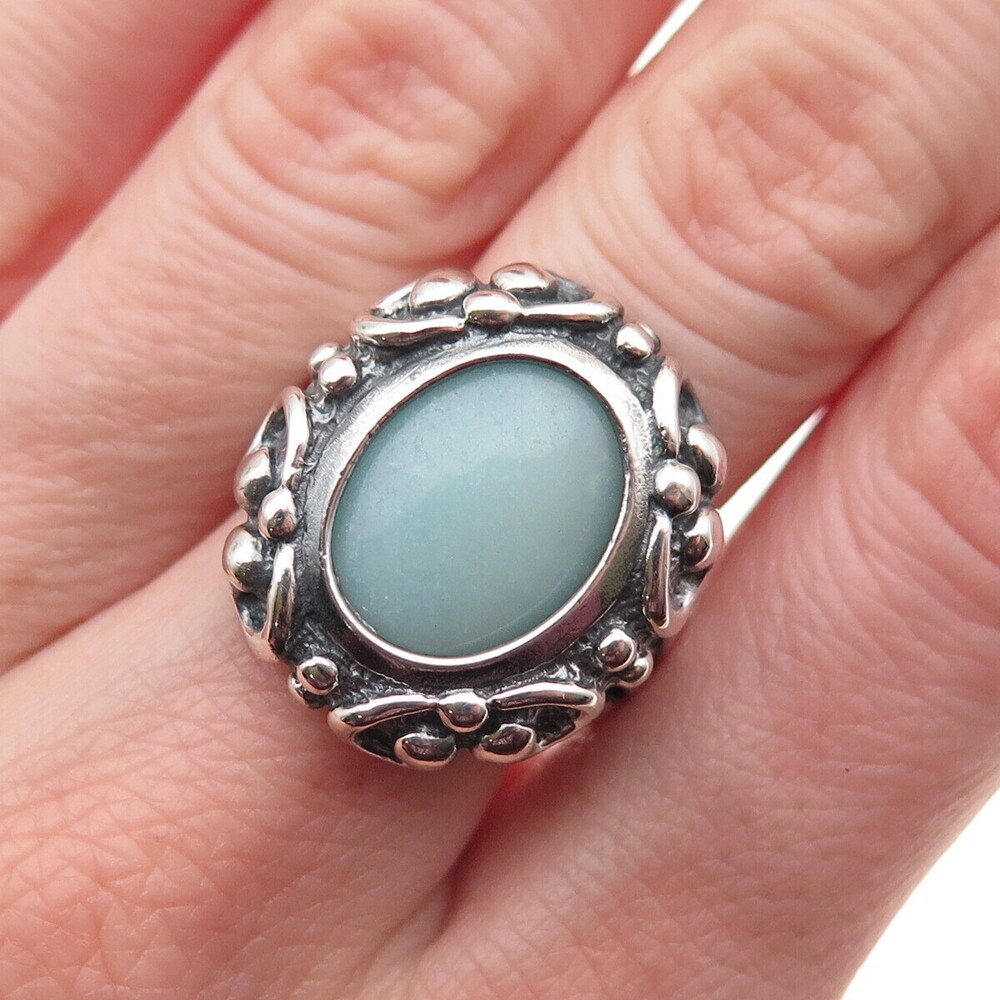 Chateau D’Argent 925 Sterling Silver Vintage Real Amazonite Ring Size 7.25